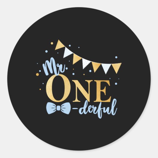 1St Blue-Gold Klein Mr. One-Derful Py Runder Aufkleber (Vorderseite)