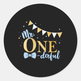 1St Blue-Gold Klein Mr. One-Derful Py Runder Aufkleber