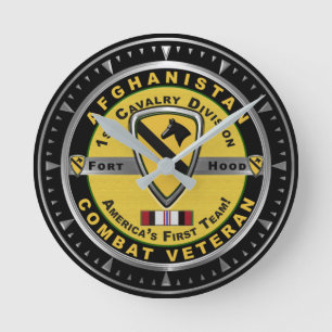 1st Cavalry Division Afghanistan Veteran Runde Wanduhr