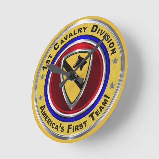 1st Cavalry Division Keepsake Runde Wanduhr (Winkel)