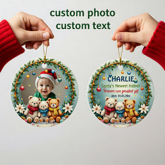 1st Christmas 2 sided, Bear Hugs & Baubles Keramik Ornament