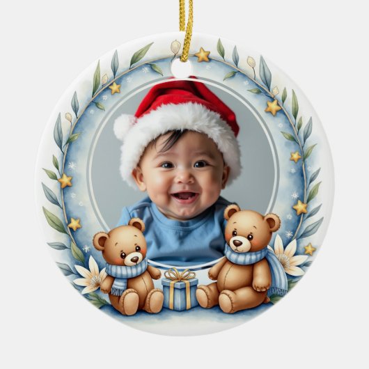 1st Christmas 2 sided, Bear Hugs & Baubles Keramik Ornament (Vorne)