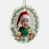 1st Christmas 2 sided Bear Hugs & Holly Keramik Ornament (Rechts)