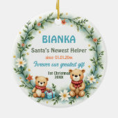 1st Christmas 2 sided Bear Hugs & Holly Keramik Ornament (Hinten)