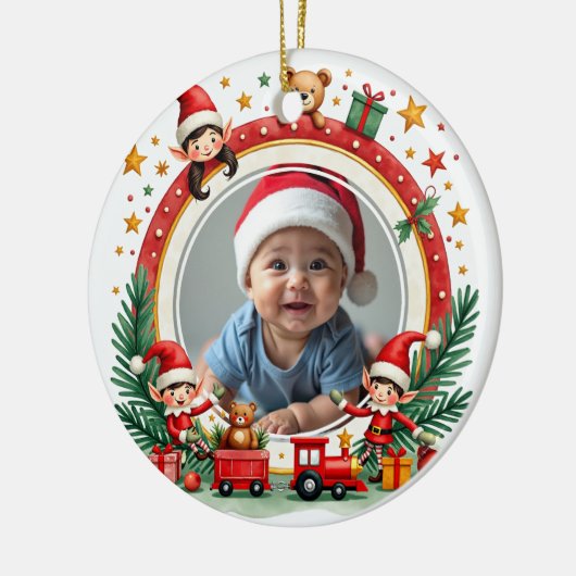 1st Christmas 2 sided, Elf Express Keepsake Keramik Ornament (Links)