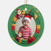 1st Christmas 2 sided Festive Builder green Keramik Ornament (Links)