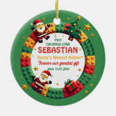 1st Christmas 2 sided Festive Builder green Keramik Ornament (Hinten)