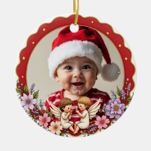 1st Christmas 2 sided Golden Keepsake Keramik Ornament (Vorne)