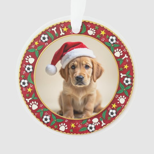 1st Christmas 2-sided Paws & Holly Ornament (Vorderseite)