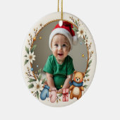 1st Christmas 2 sided Poinsettia Snuggles Keramik Ornament (Rechts)