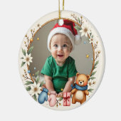 1st Christmas 2 sided Poinsettia Snuggles Keramik Ornament (Links)