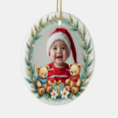 1st Christmas 2 sided Teddy Tidings Keramik Ornament (Rechts)