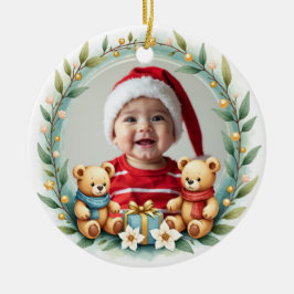 1st Christmas 2 sided Teddy Tidings Keramik Ornament