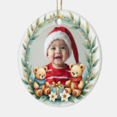 1st Christmas 2 sided Teddy Tidings Keramik Ornament (Links)