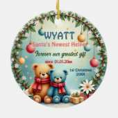 1st Christmas 2 sided, Teddy Tidings Keramik Ornament (Hinten)