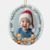 1st Christmas 2 sided Teddy Tidings Keramik Ornament (Links)