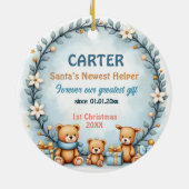 1st Christmas 2 sided Teddy Tidings Keramik Ornament (Hinten)