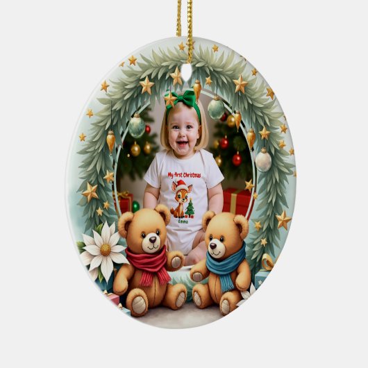 1st Christmas 2 sided, Teddy & Twinkle Keramik Ornament (Rechts)