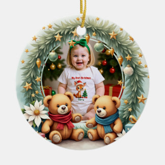 1st Christmas 2 sided, Teddy & Twinkle Keramik Ornament