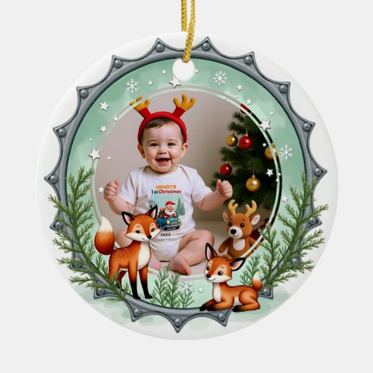 1st Christmas 2 sided, Woodland Wonder Keramik Ornament (Vorne)