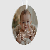 1st Christmas Baby Photo Name Acrylic Ornament (Vorderseite)
