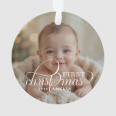 1st Christmas Baby Photo Name Acrylic Ornament (Rückseite)