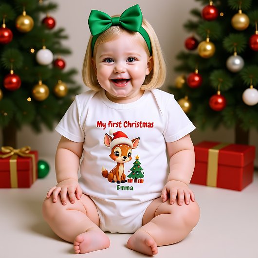 🎄1st Christmas, custom text, Doe-Re-Mi Christmas Baby Strampler