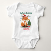 🎄1st Christmas, custom text, Festive Fox Trot Baby Strampler (Vorderseite)