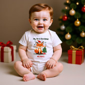 🎄1st Christmas, custom text, Festive Fox Trot Baby Strampler