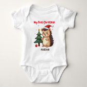 🎄1st Christmas, custom text, Holly Jolly Hedge Baby Strampler (Vorderseite)