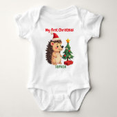 🎄1st Christmas, custom text, Prickle Me Festive Baby Strampler (Vorderseite)