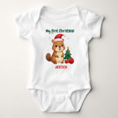 🎄1st Christmas, custom text, Tree-Mendous Debut Baby Strampler (Vorderseite)