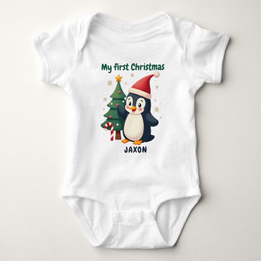 🎄1st Christmas, custom text, Waddle & Wonder Baby Strampler (Vorderseite)