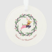 1st Christmas Deer with Wreath Customize Acrylic Ornament (Rückseite)