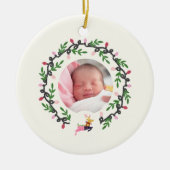 1st Christmas Deer with Wreath Customize Keramik Ornament (Vorne)