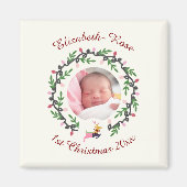 1st Christmas Deer with Wreath Customize Magnet (Vorne)