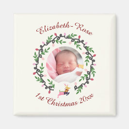 1st Christmas Deer with Wreath Customize Magnet