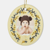 1st Christmas Deer with Wreath Soft Yellow Keramik Ornament (Links)