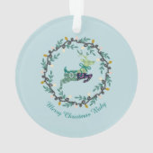1st Christmas Deer with Wreath Teal Acrylic Ornament (Rückseite)