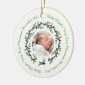 1st Christmas Deer with Wreath Teal Cream2 Keramik Ornament (Links)