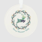 1st Christmas Deer with Wreath Teal Cream Acrylic Ornament (Rückseite)