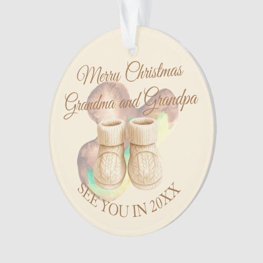1st Christmas Grandma & Grandpa - Baby Booties Ornament (Vorderseite)