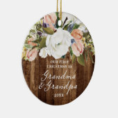 1st Christmas Grandma Grandpa Personalized Rustic Keramik Ornament (Rechts)