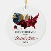 1st Christmas In The United States Personalized Keramik Ornament (Vorne)