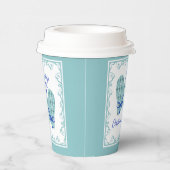 1st Christmas Mittens Blue Bow Holiday Pappbecher (Rechts)