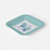 1st Christmas Mittens Blue Bow Holiday Pappteller (Gewinkelt)