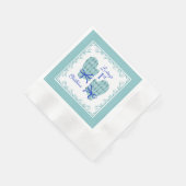 1st Christmas Mittens Blue Bow Holiday Serviette (Ecke)