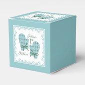 1st Christmas Mittens Green Bow Holiday Favor Box Geschenkschachtel (Vorderseite)