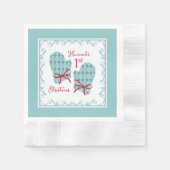 1st Christmas Mittens Red Bow Holiday Serviette (Vorderseite)