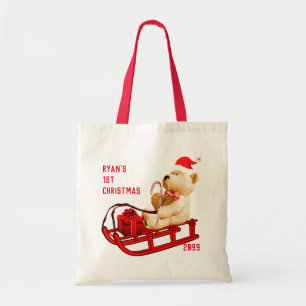 1st Christmas Sled & Teddy Bear Gift Tote Bags Tragetasche